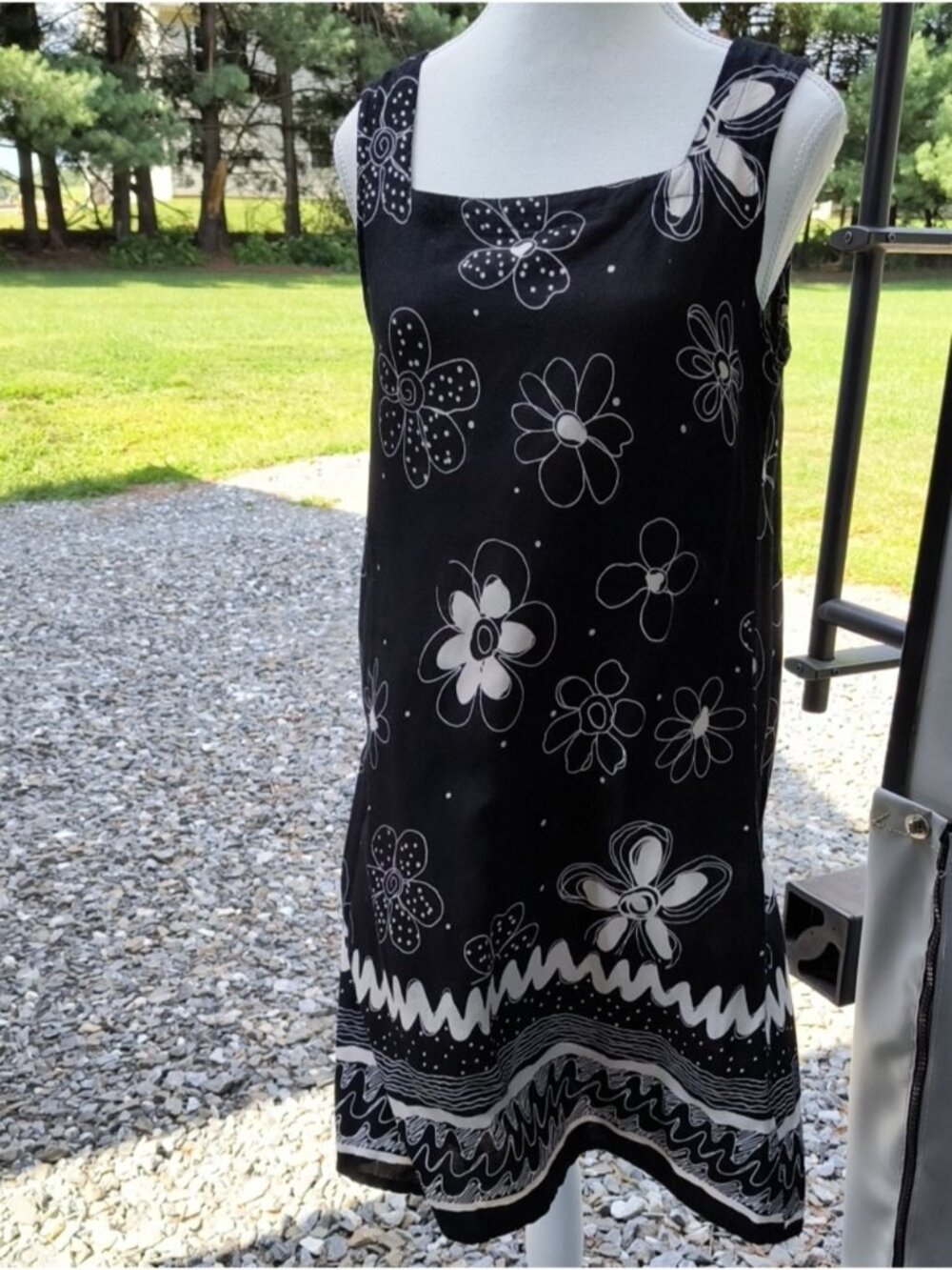 Peppermint Bay Medium Black & White Floral Sundress